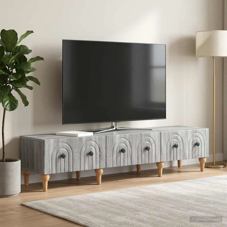 vidaXL TV-kast met lade Grijs sonoma 147 x 34,5 x 30 cm Bewerkt hout, foto 4