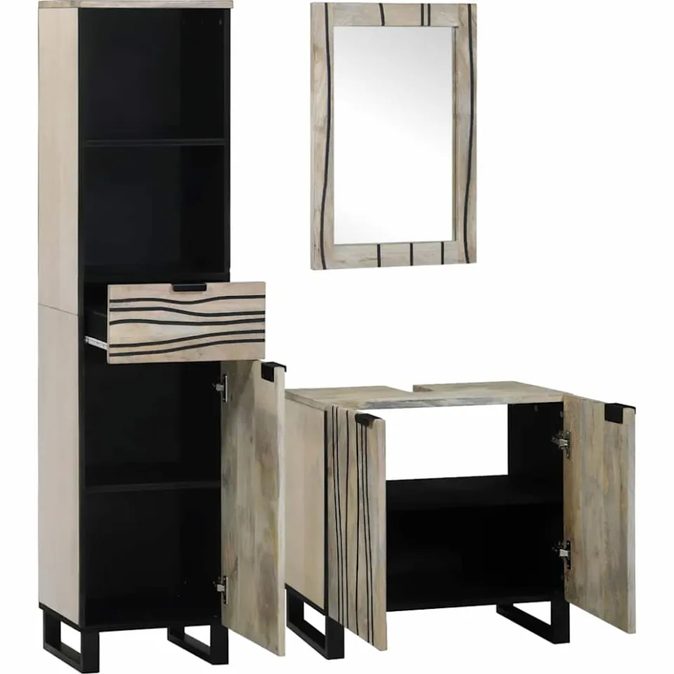 vidaXL Badkamermeubelset 3 st Wit 38 x 33 x 160 cm Bewerkt hout, foto 2