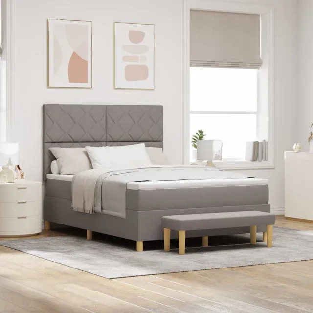 vidaXL Boxspring bed met kussen met hoofdeinde Taupe 200 x 140 cm Stof
