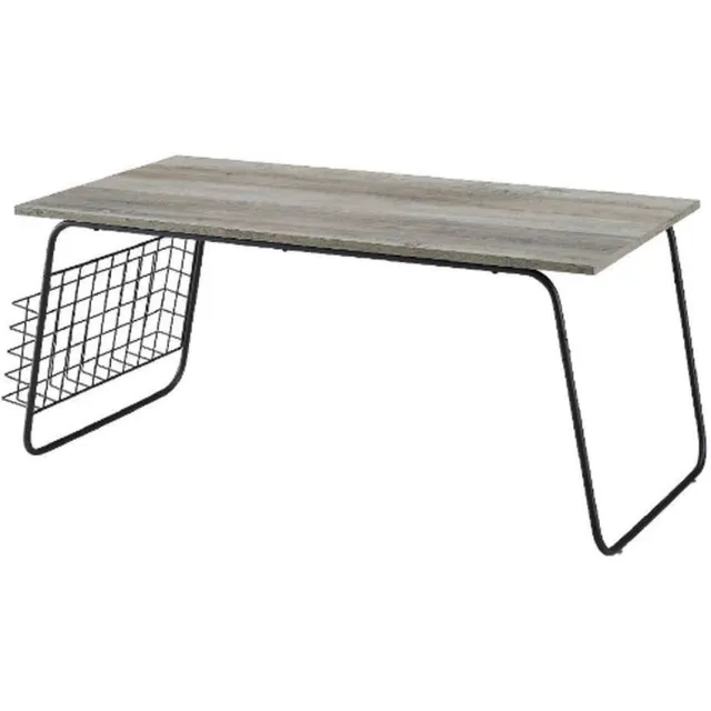 Walker Edison Furniture BluWalker Edisonebone - Salontafel met tijdschriftenrek- 46hx51bx106cm Greywash/zwart
