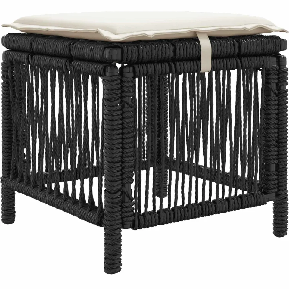 vidaXL Tuin eettafelset 4 st Zwart en Crème poly rattan, foto 4