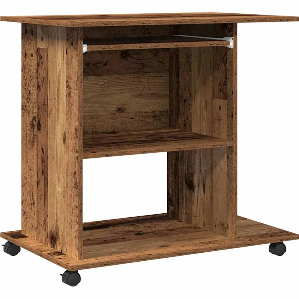 vidaXL Computerbureau 80x50x75 cm bewerkt hout oud houtkleurig bruin, foto 3