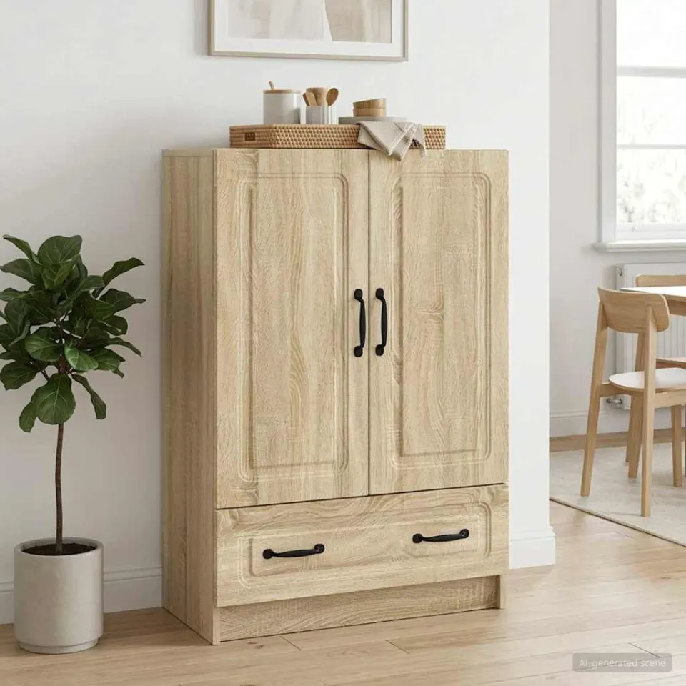 vidaXL Dressoir met lade Sonoma Eiken 66 x 34,5 x 92 cm Bewerkt hout, foto 2
