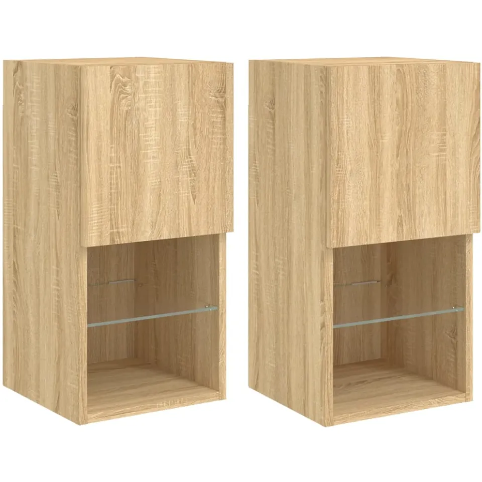 vidaXL Tv-meubelen 2 st LED-verlichting 30,5x30x60 cm sonoma eiken Bruin