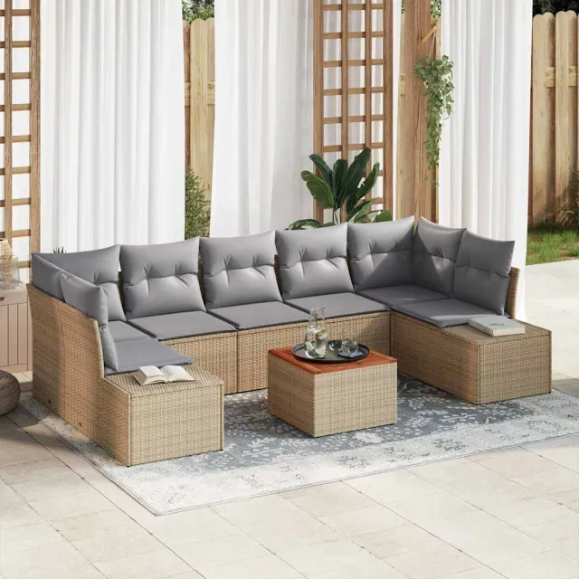 vidaXL Tuinbankenset 8 st Beige Poly riet