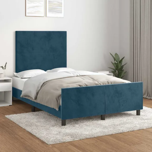 vidaXL Bedframe zonder matras 120x190 cm fluweel donkerblauw blauw