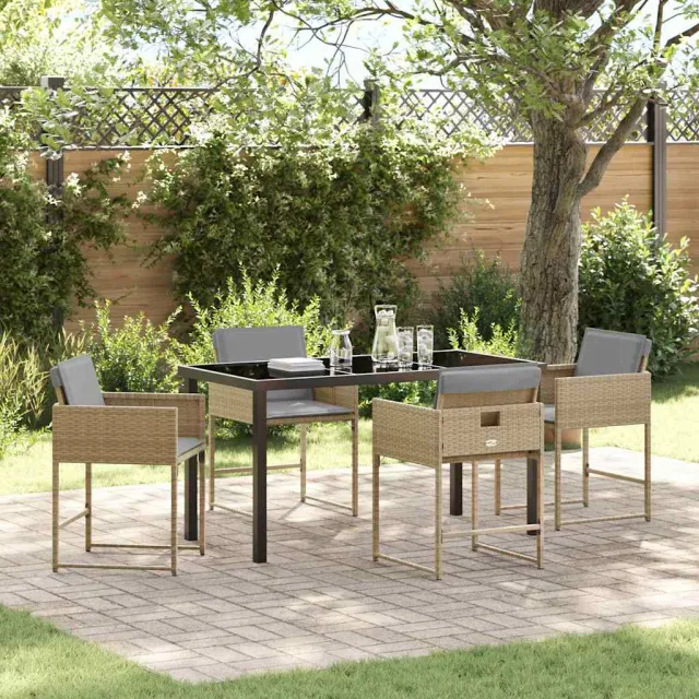 vidaXL Tuin eettafelset 5 st Beige poly rattan