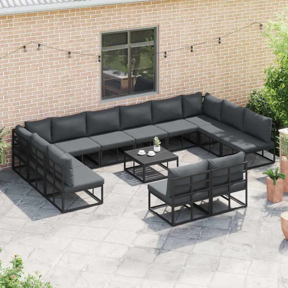 vidaXL Tuinbankenset 12 st Zwart Aluminium, foto 3