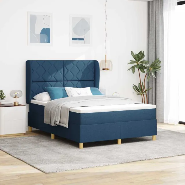 vidaXL Boxspringbed met hoofdeinde Blauw 190 x 140 cm Stof