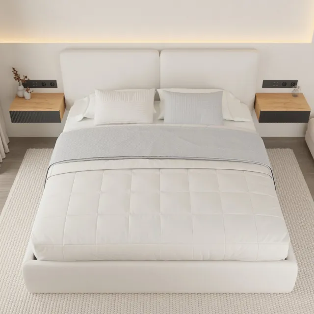 Planetmöbel AMYRA Set van 2 Zwevende Nachtkastjes 50 cm – Goud Eiken/Zwart – Wandhangend – Met Lade Zwart / 2x Nachtkastje 50 cm