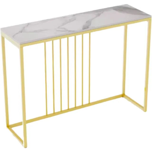 Happiq Consoletafel Luxora - Elegante consoletafel - Wandtafel met lades - Wit Marmerlook met goud - Haltafel - Sidetable - 100cm