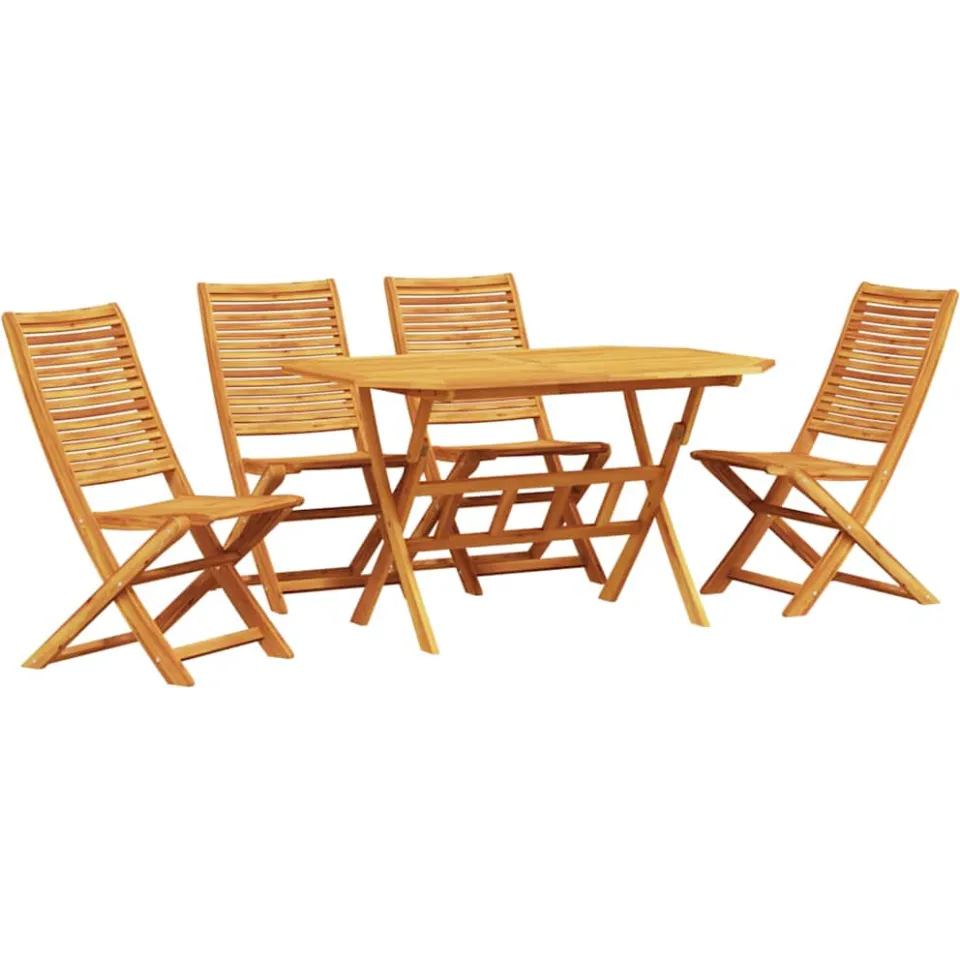 vidaXL Tuin eettafelset 5 st Bruin Massief Acaciahout