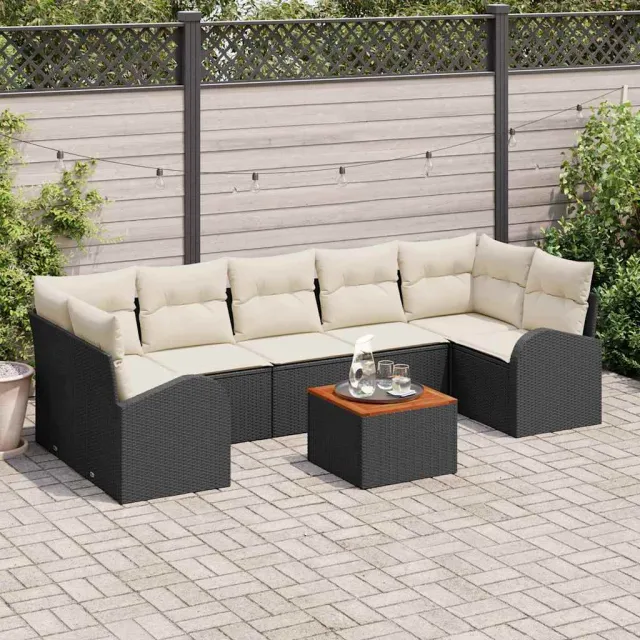 vidaXL Tuinbankenset 8 st Zwart poly rattan, foto 2