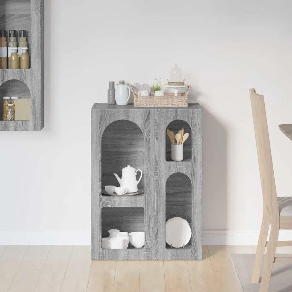 vidaXL Dressoir ELST Grijs Sonoma 59 x 35 x 80.5 cm Bewerkt hout, foto 4