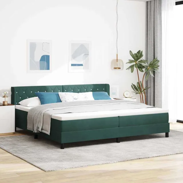 vidaXL Boxspringbed met hoofdeinde Donkergroen 200 x 200 cm Fluweel groen