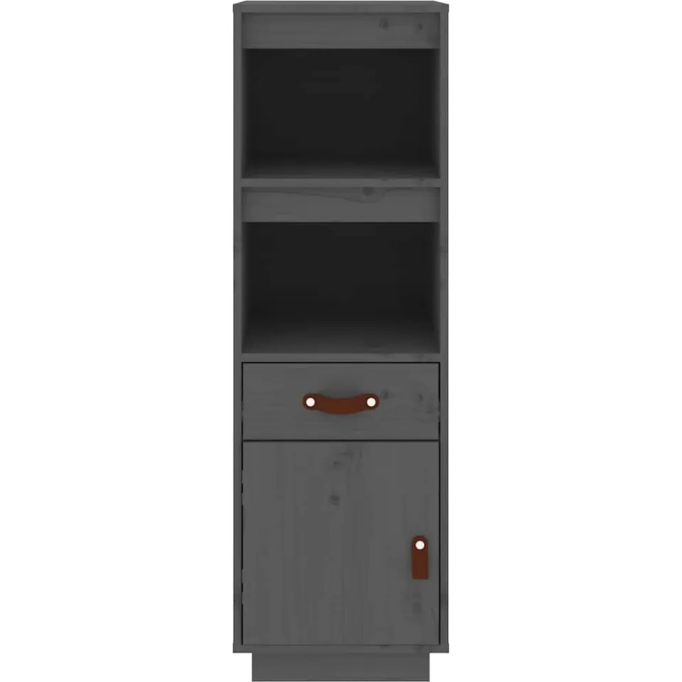 vidaXL Hoge kast 34x40x108,5 cm massief grenenhout grijs, foto 3