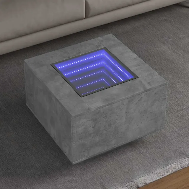 vidaXL Salontafel met LED 60x60x40 cm bewerkt hout betongrijs grijs, foto 2