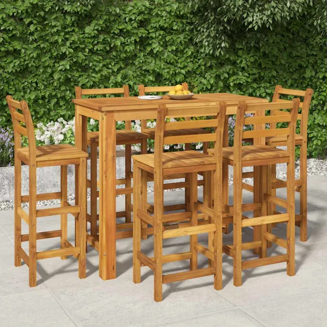 vidaXL 7-delige Tuinbarset massief acaciahout bruin, foto 2