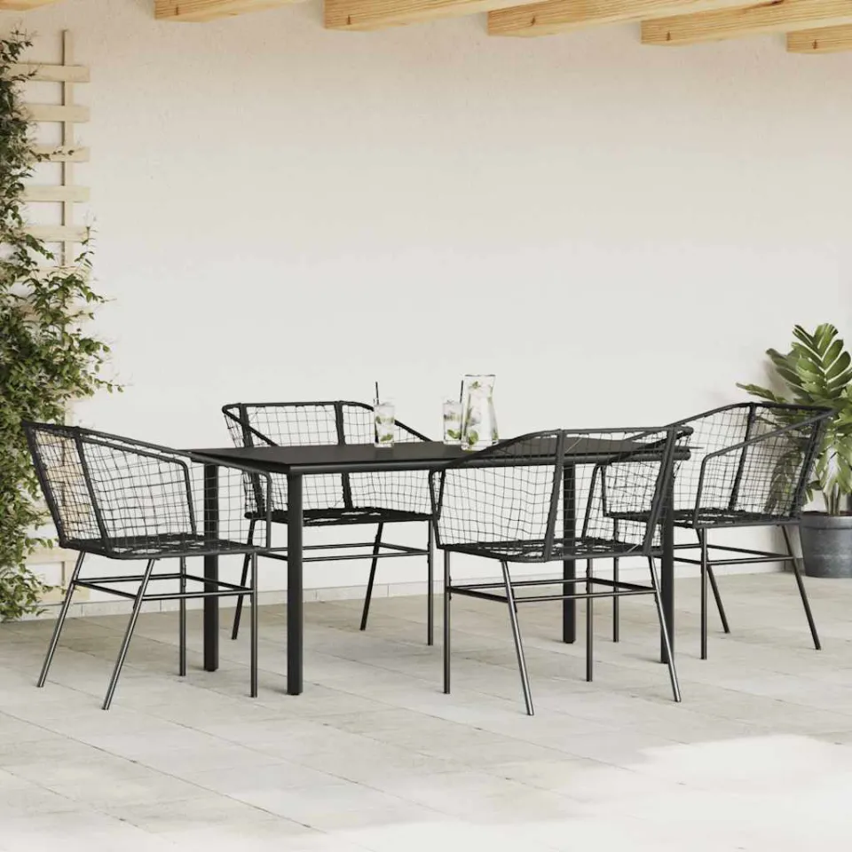 vidaXL 5-delige Tuinset poly rattan glas zwart, foto 2