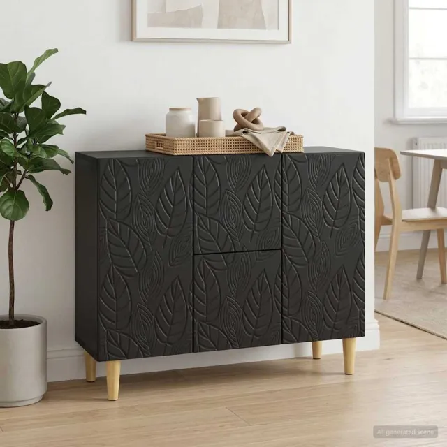 vidaXL Dressoir Zwart 89 x 34,5 x 60 cm Bewerkt hout, foto 2