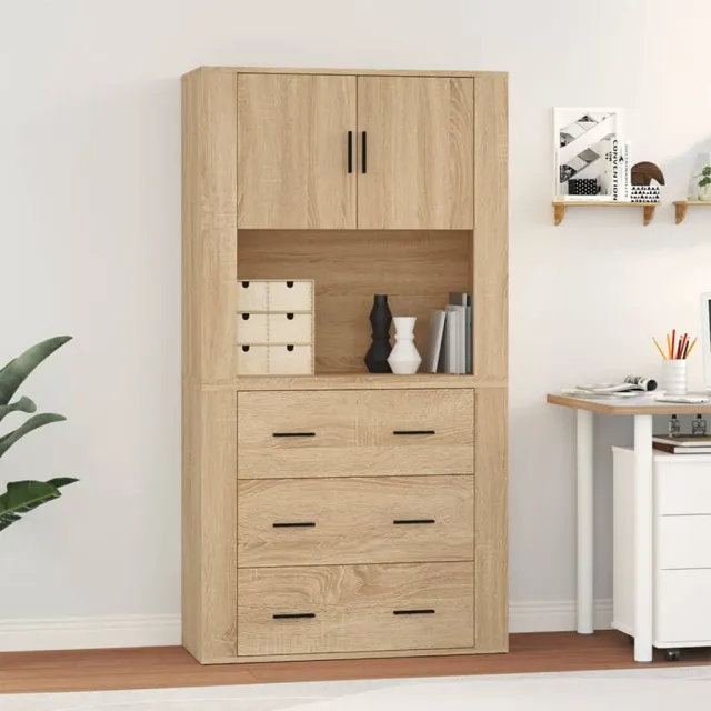 vidaXL Hoge kast bewerkt hout sonoma eikenkleurig Bruin