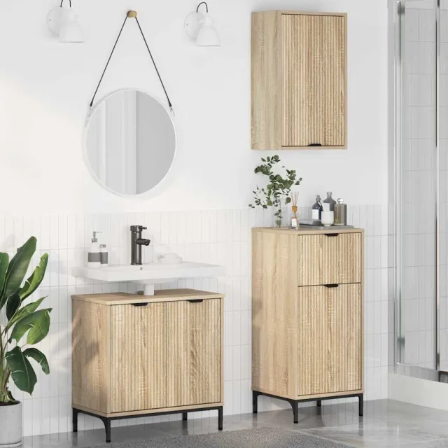 vidaXL Badkamermeubelset 3 st Sonoma Eiken 39,5 x 36 x 88 cm Bruin