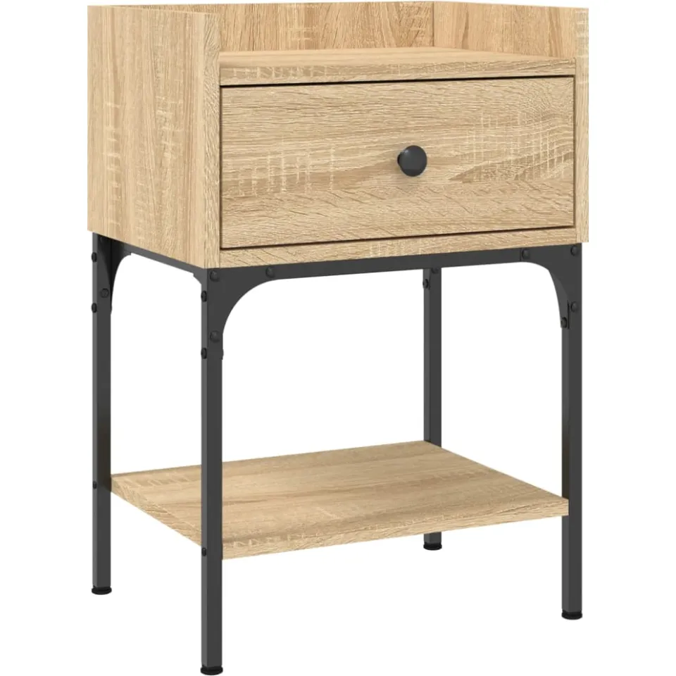 vidaXL Nachtkastjes 2 st 40,5x31x60 cm bewerkt hout sonoma eikenkleur Bruin