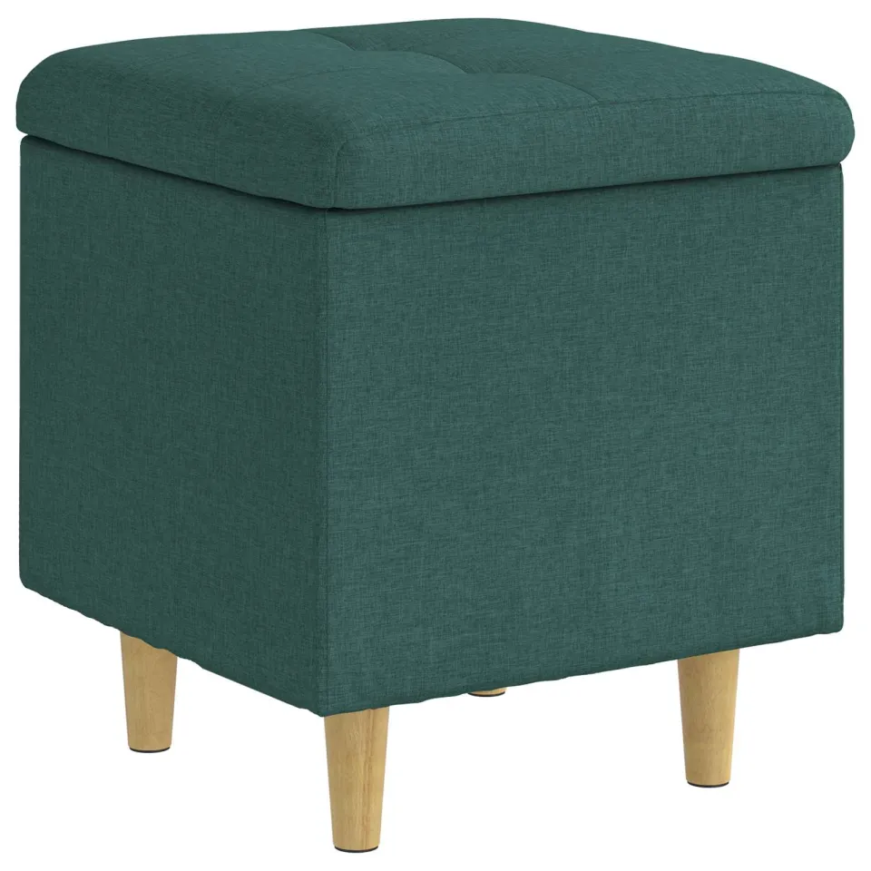 vidaXL Ottoman met Opbergruimte Donkergroen 40 x 40 x 45 cm Stof