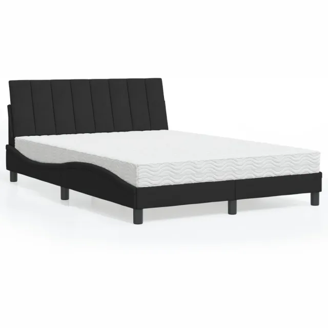 vidaXL Bed met matras "Hanko" fluweel zwart 140x190 cm