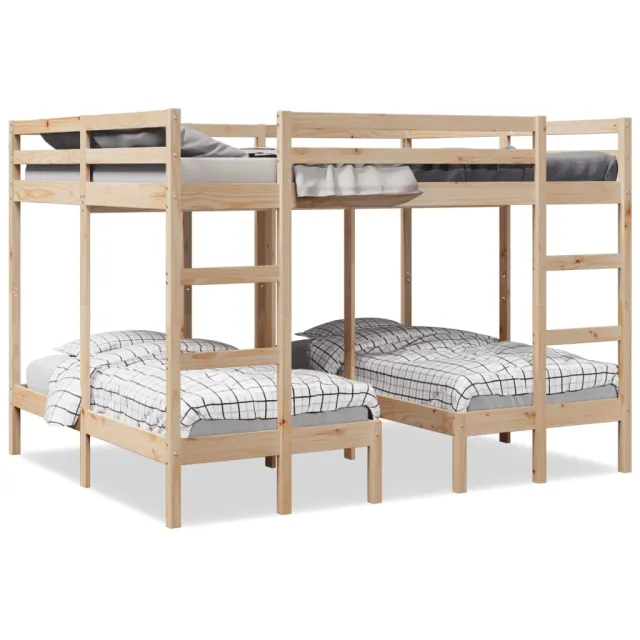 vidaXL Stapelbed 3-voudig massief grenenhout 160x200/80x160 cm Bruin