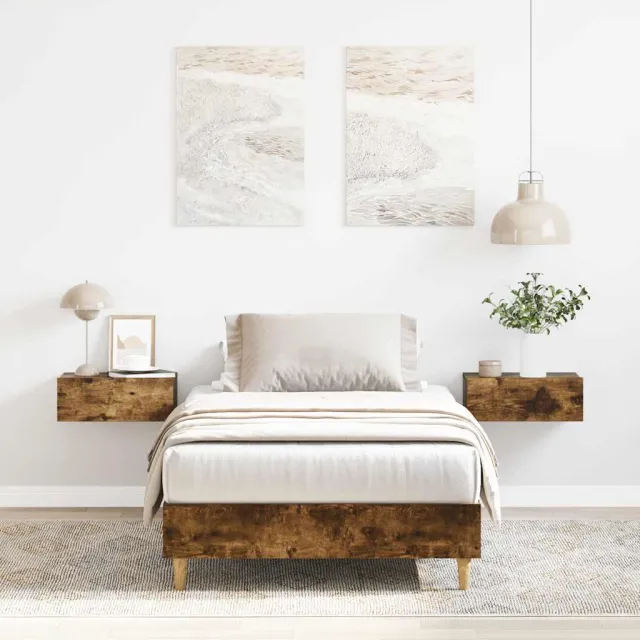 vidaXL Bedframe zonder matras 75x190 cm spaanplaat gerookt eiken Bruin