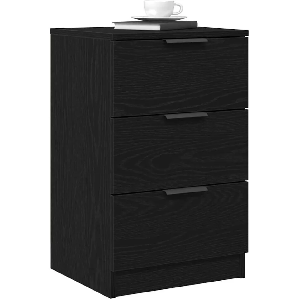 vidaXL Nachtkastje Zwart Eiken 40 x 65 x 65 cm Bewerkt hout