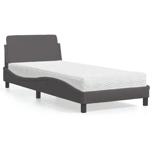 vidaXL Bed met matras "Dover" kunstleer grijs 80x200 cm