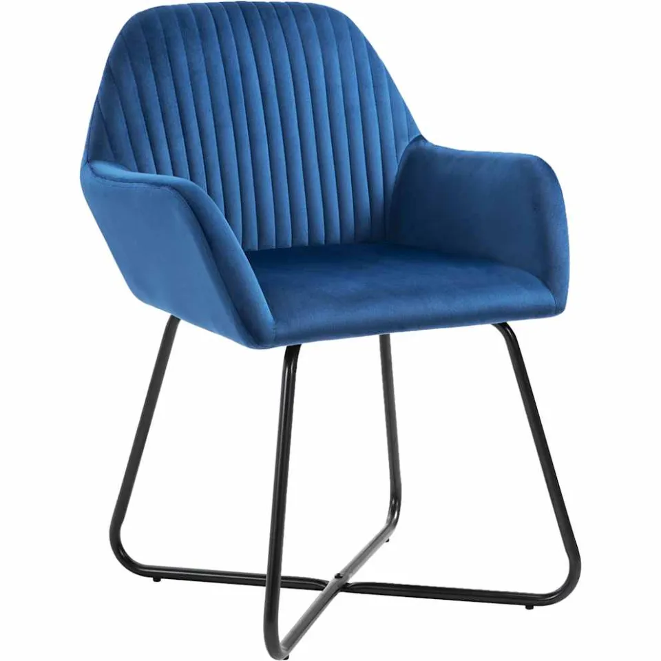 vidaXL Eetkamerstoelen 2 st fluweel blauw, foto 2