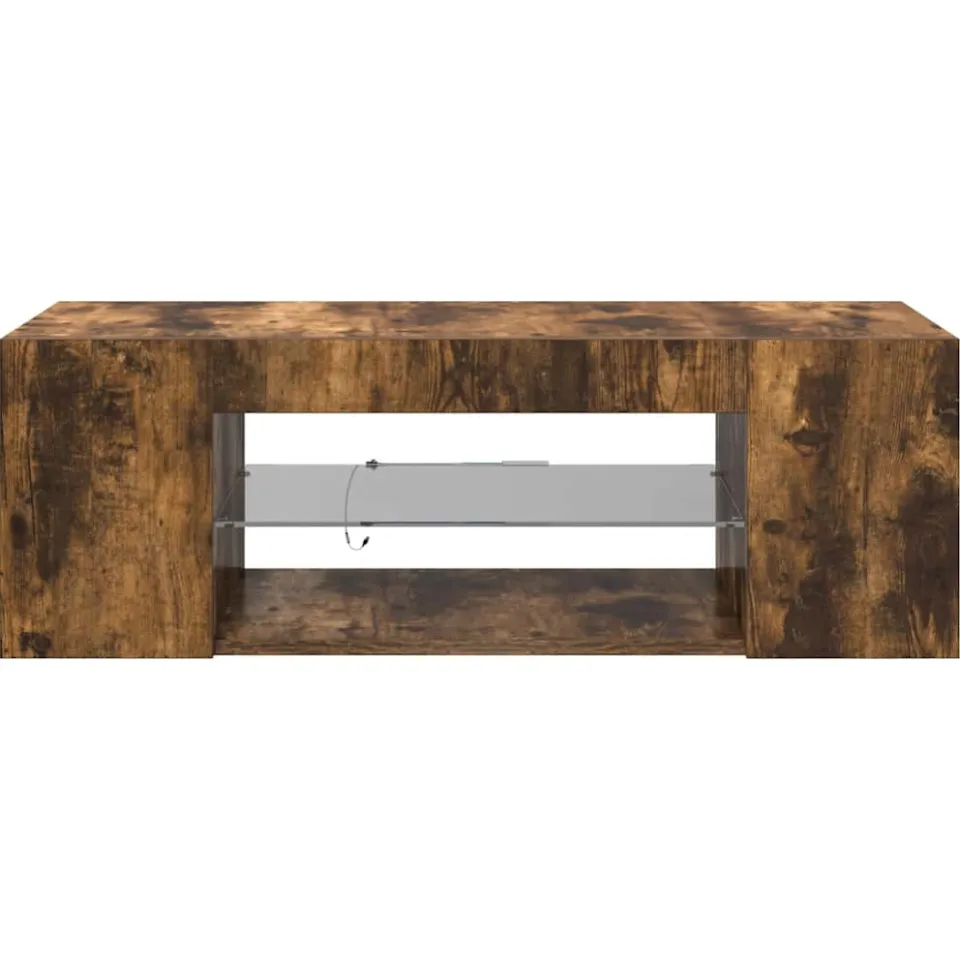 vidaXL Tv-meubel met LED-verlichting 90x39x30 cm gerookt eikenkleurig, foto 4