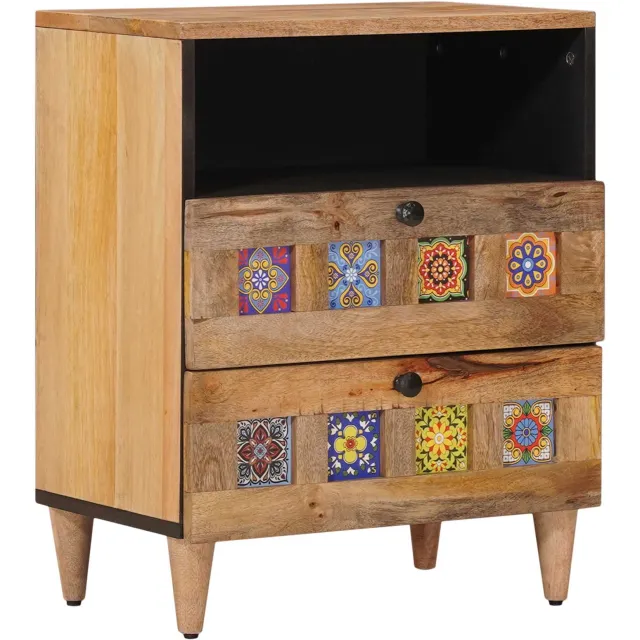 vidaXL Nachtkastje Naturel 50 x 33 x 62 cm Massief Mango Hout Bruin