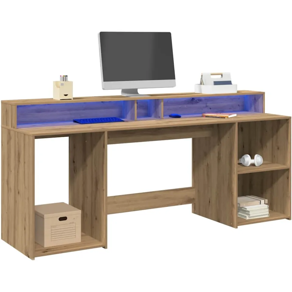 vidaXL Desk Artisanaal eiken 200 x 55 x 91 cm Engineered Wood Bruin