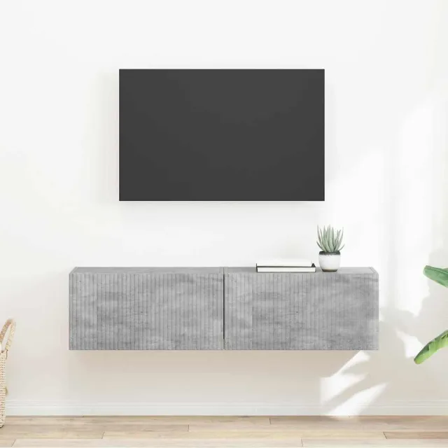 vidaXL TV Wandkast 2 st Betongrijs Bewerkt hout