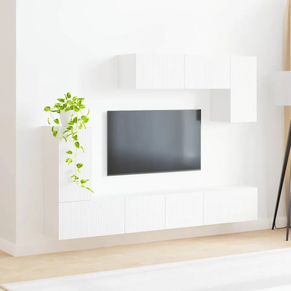 vidaXL Tv-meubelset 4 st Wit Bewerkt hout, foto 4