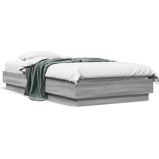 vidaXL Bedframe met LED-verlichting grijs sonoma eikenkleur 75x190 cm