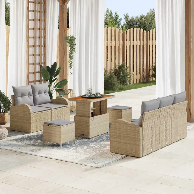 vidaXL Tuinbankenset 8 st Beige poly rattan, foto 2