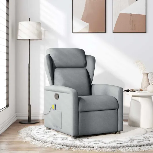 vidaXL Massagestoel - verstelbaar - stof - lichtgrijs