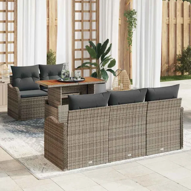 vidaXL Tuin Sofa Set 6 st Grijs Poly riet, foto 2