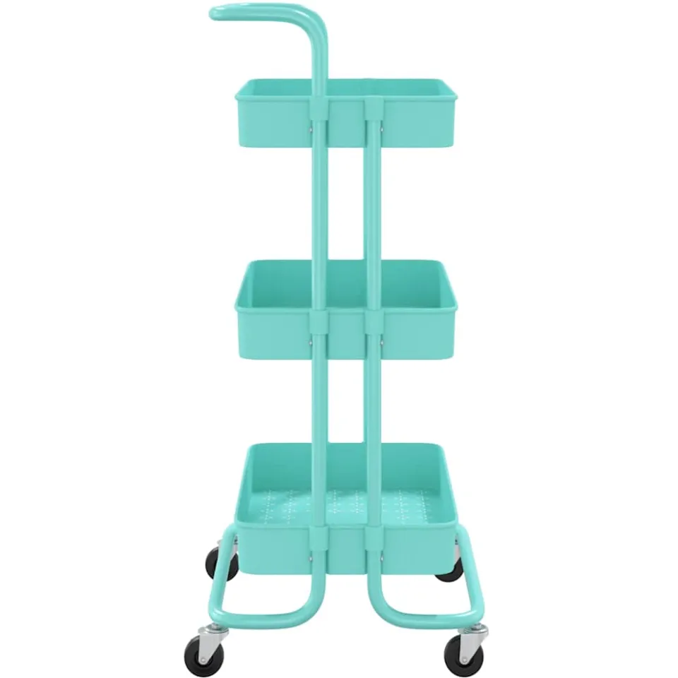 vidaXL Keukentrolley 3-laags 42x35x85 cm ijzer en ABS turquoise, foto 4