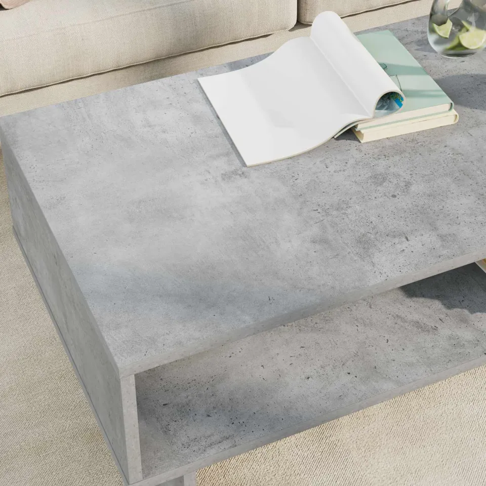 vidaXL Salontafel Beton Grijs 100 x 46 x 35 cm Bewerkt hout, foto 4