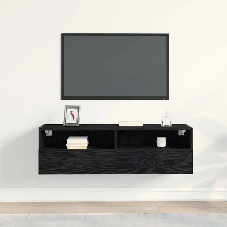 vidaXL TV Wandkast 100 x 30 x 30 cm Zwart Eiken Bewerkt hout, foto 4