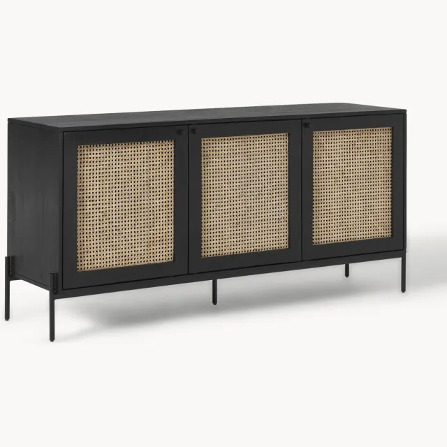Westwing Collection Dressoir Vienna met Weens vlechtwerk Zwart