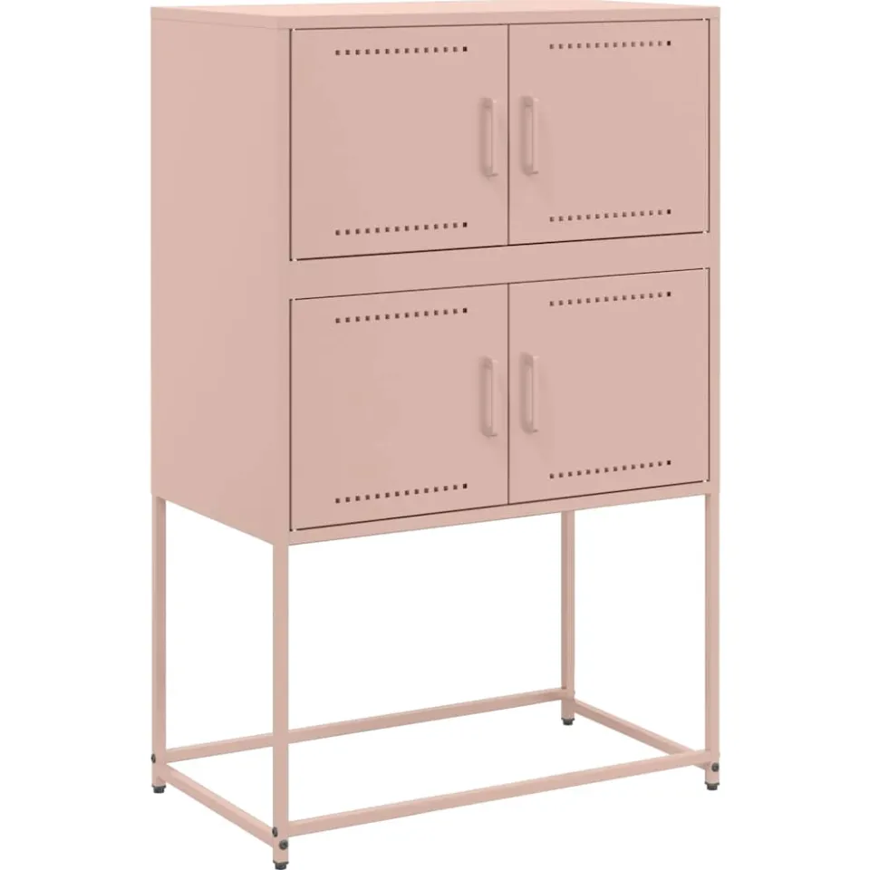 vidaXL Dressoir 68,5x38,5x107 cm staal roze