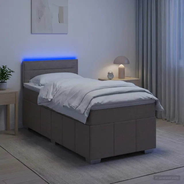 vidaXL Boxspringbed met matras met hoofdeinde Taupe 100 x 200 cm Stof