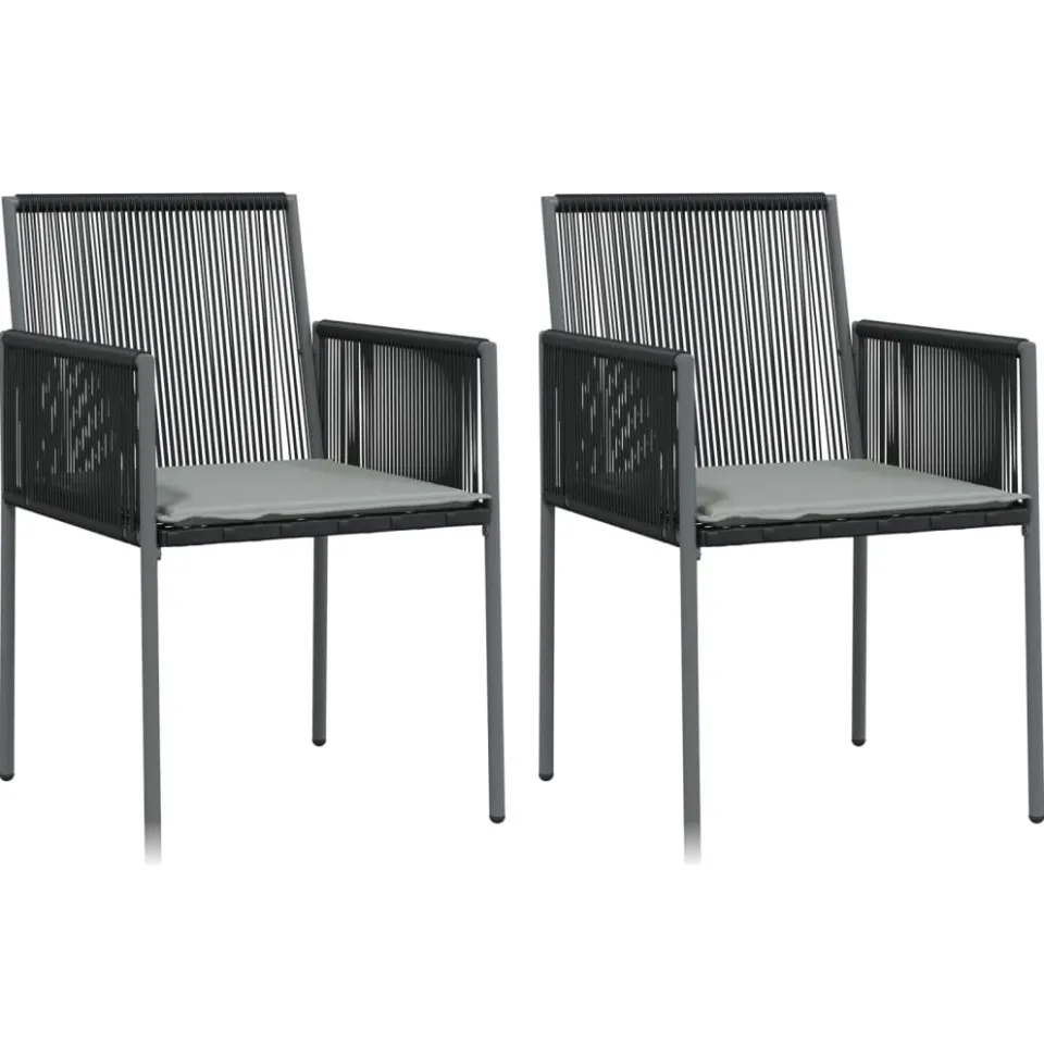 vidaXL 3-delige Tuinset met kussens poly rattan en staal zwart, foto 3